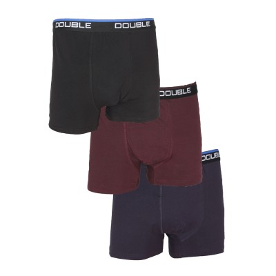 DOUBLE1153 Plus Size (Plus Size) Underwear Boxers 3 Pieces Black Blue Burgundy